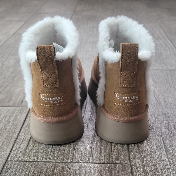 Koolaburra By UGG Koola Ultra Mini Platform tan suede boots with fur - Picture 4 of 10